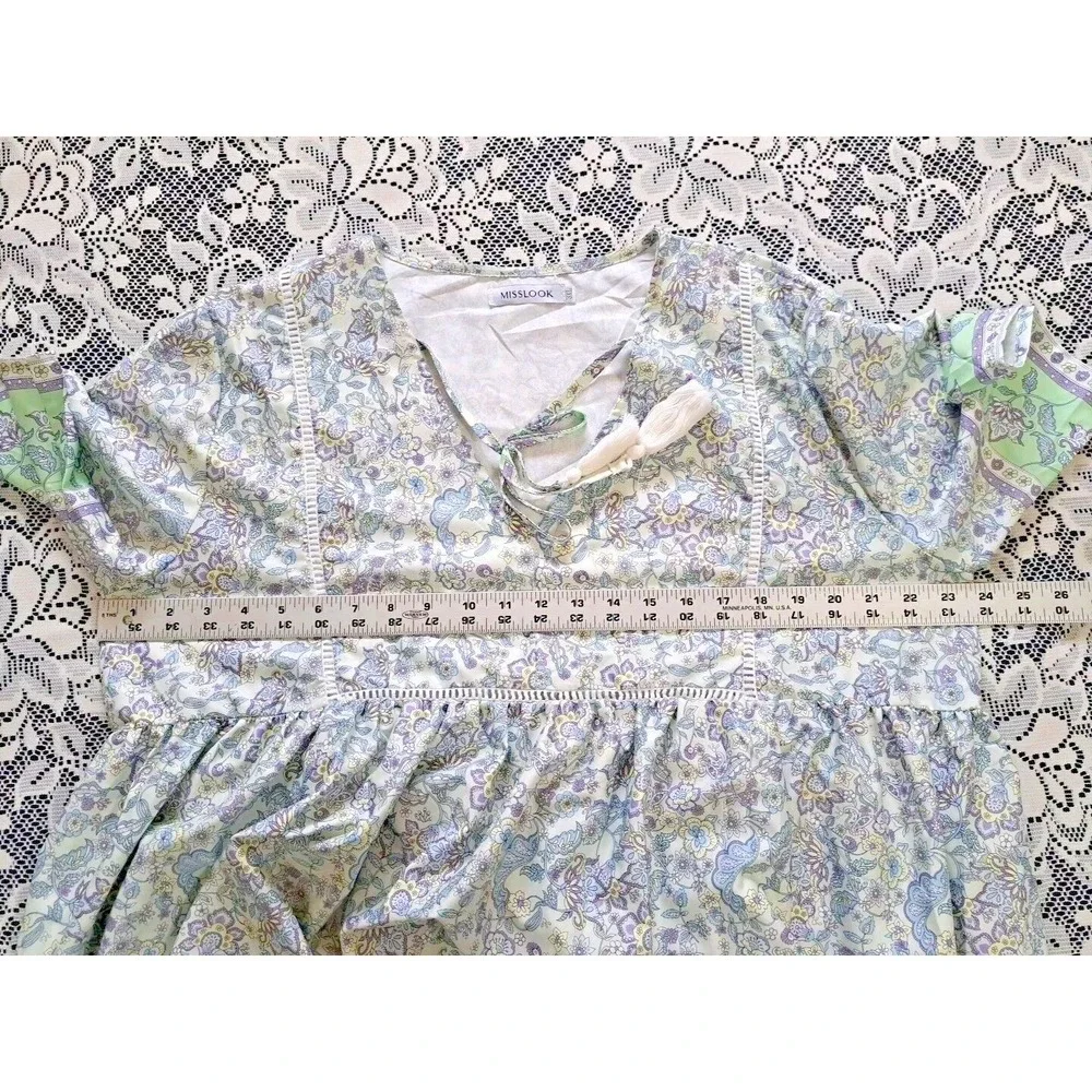 Women's Dress 3XL Green/ Lavender Floral Shift Boho Festival‎ Beachy Misslook
